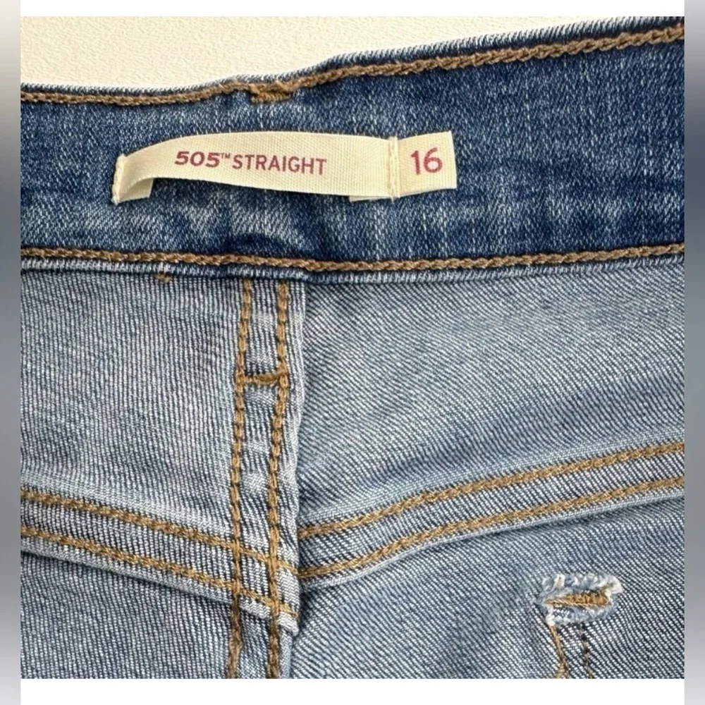 Levi’s 505 Floral Embroidered Straight Leg Stretch Jeans Womens Size 16 GUC - Picture 11 of 13